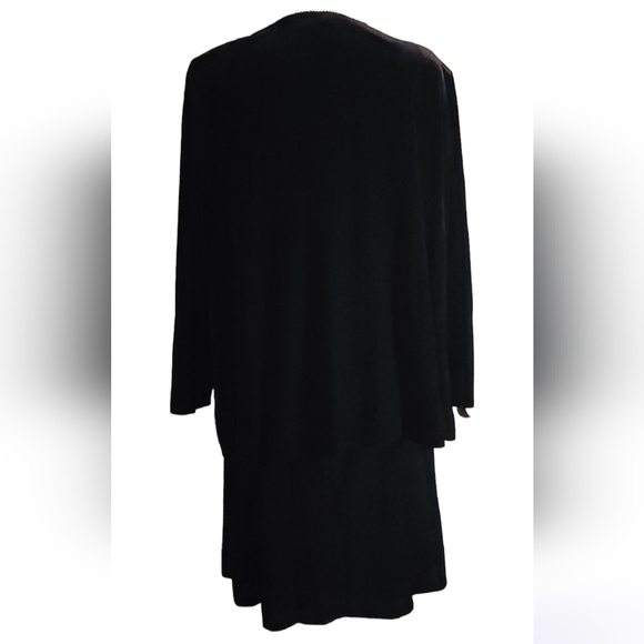 Vintage Set Another Thyme Black Velvet Embellished Dress w Jacket Sz 18 - Picture 2 of 11